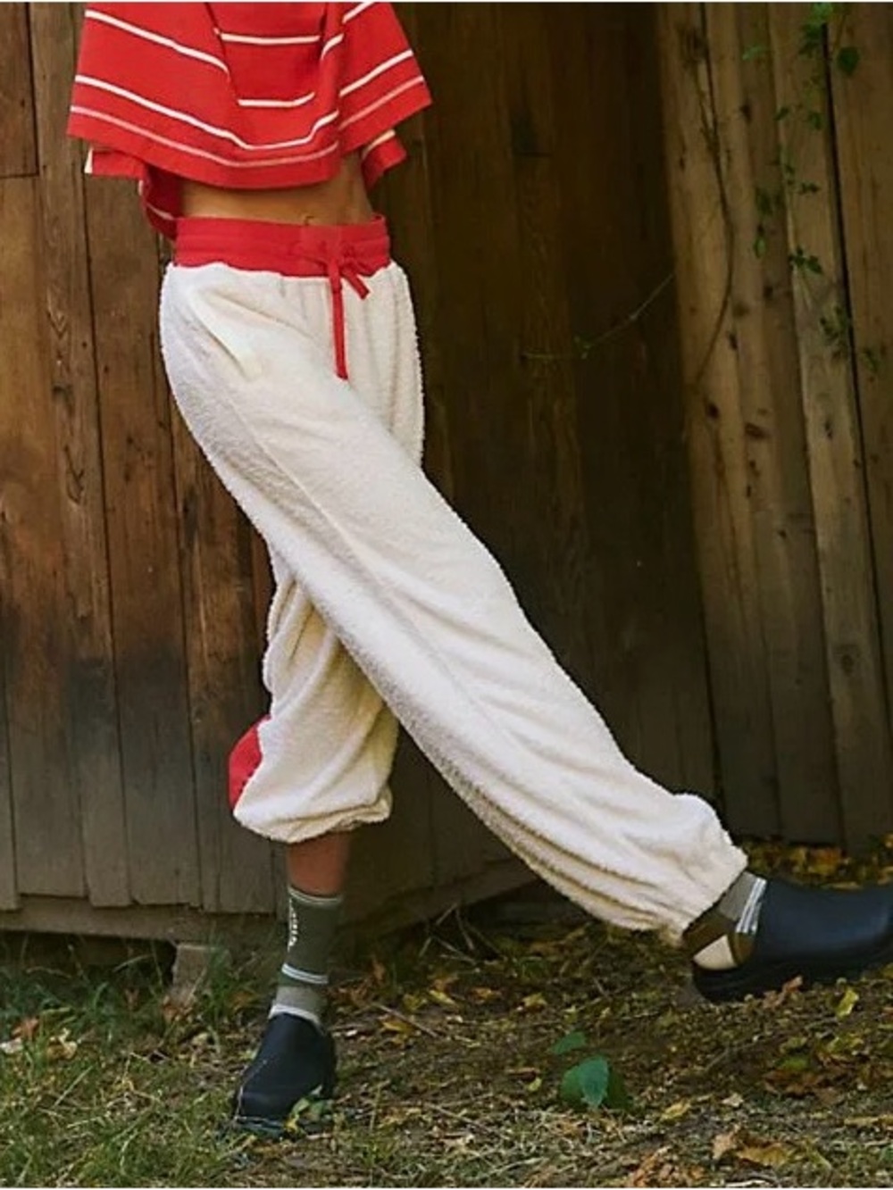 FP Movement By Free People Cuddle Up Pants Red / Ivory Combo
